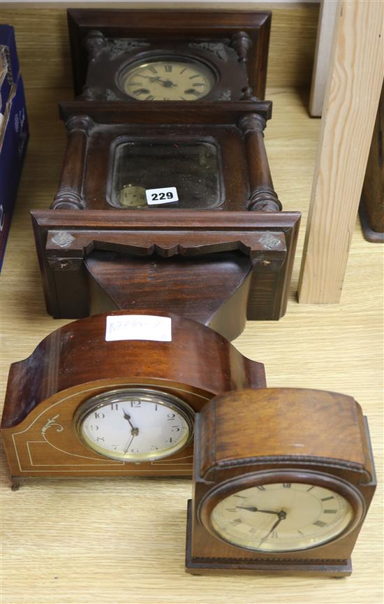 Two mantel clocks and a wall clock largest 56cm long